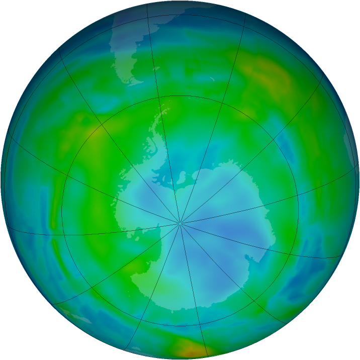 Antarctic ozone map for 23 May 2009